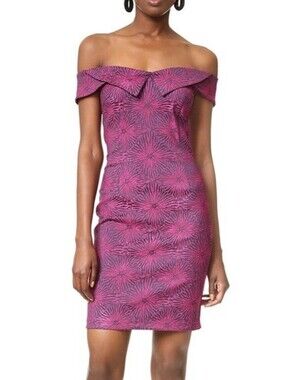 Opening Ceremony Medallion Jacquard Mini Dress Off Shoulder Pink Blue Size 4